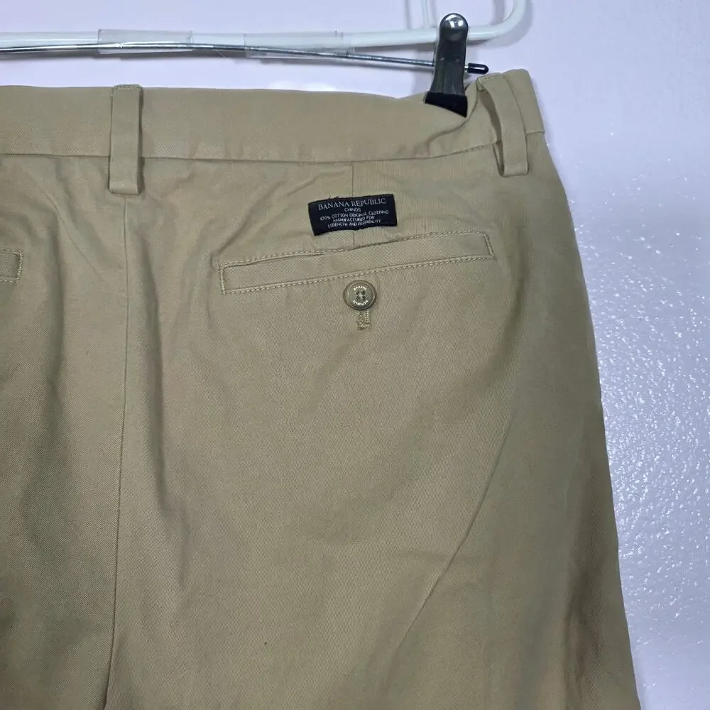 Banana Republic Emerson Chino Khaki Pants 100% Cotton Mens 33x32